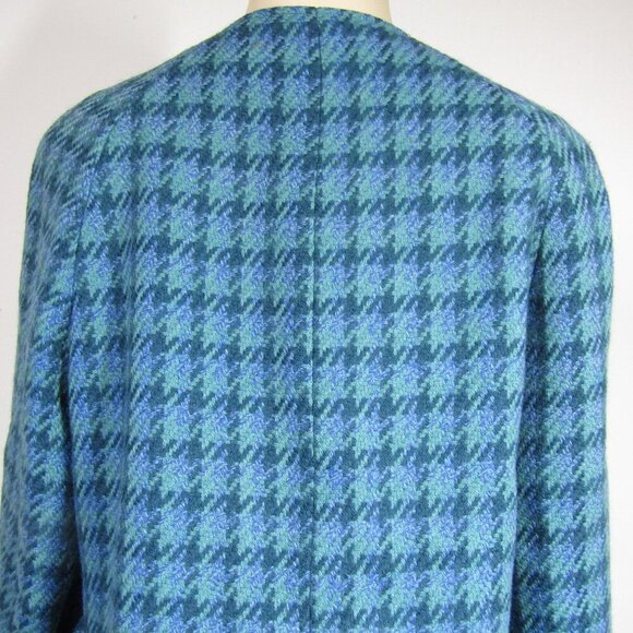 VTG 60s Houndstooth M L Plaid Wool Tweed Mod Academia Preppy Car Coat Classic - Picture 6 of 13